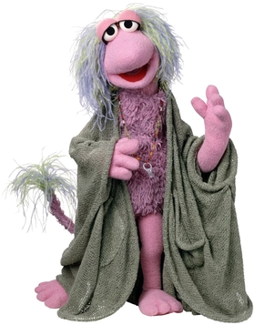 Mokey Fraggle character - purple Fraggle with flowing mauve hair