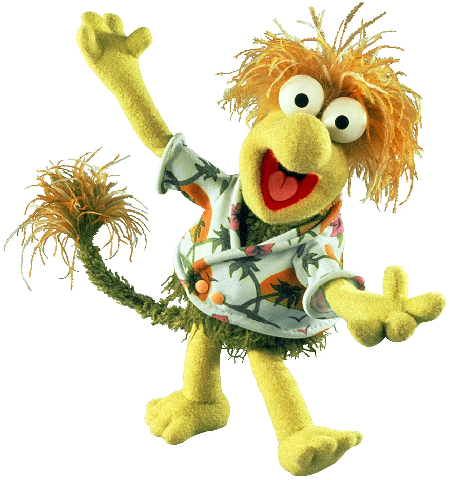 Wembley Fraggle character - yellow-green Fraggle with banana tree shirt